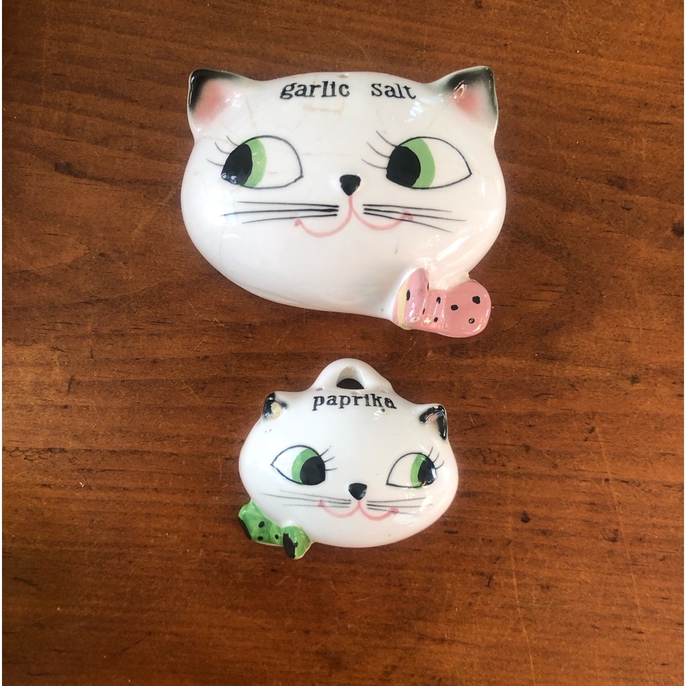 COPY - VTG 1959 Holt Howard Cozy Kitten Kitty Wall Spice Shakers Paprika Garlic…